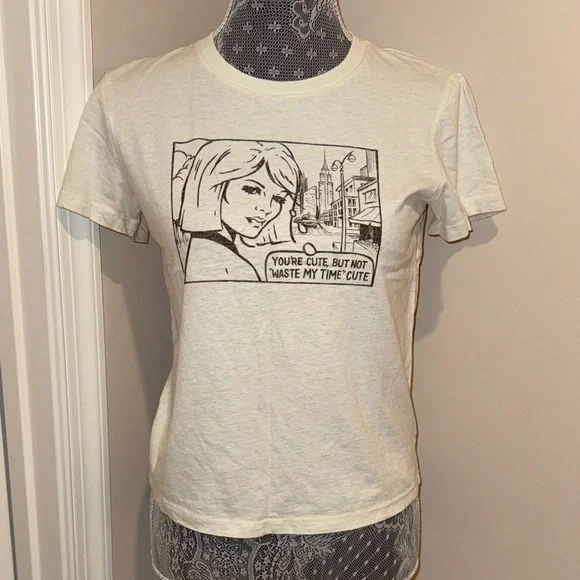 Redone Classic You're Cute Tee in Vintage White - Picture 2 of 6